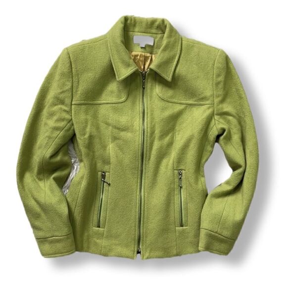 Vintage Jordan & Cole Wool Blend Yellowish/Green Colored Coat (Size: Med) - Picture 2 of 13